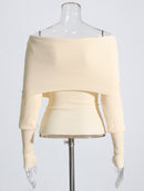 Irregular Slimming Pullovers For Women Slash Neck Long Sleeve Patchwork Lace Up Knitting Sweaters Female Spring