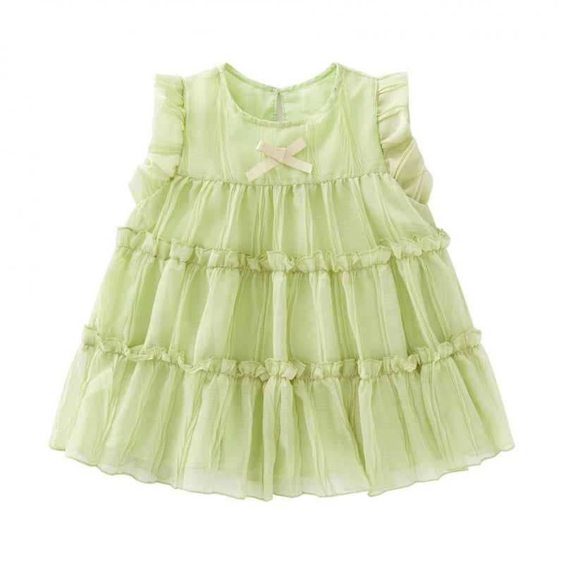 Baby Girl Cake Dress with Hairband Children Summer Flying Sleeve Dresses Kids O Neck Frocks Babies Party Clothes