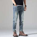 Men Spring And Summer High-Quality Classic Straight Jeans Mid-Waist