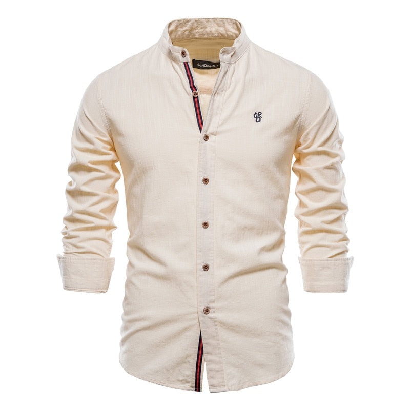 Spring Cotton Social Shirt Men Solid Long Sleeve Shirt for Men Lapel Casual Social Men Shirts