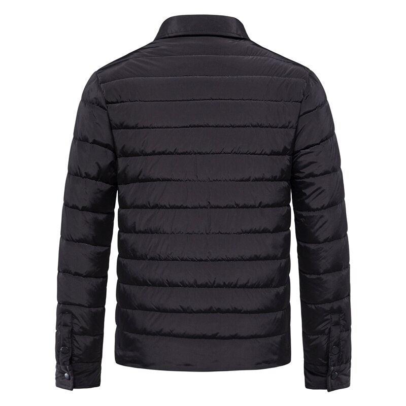 Warm Thick Winter Jacket Men Double Pocket Turn Collar Coat For Men Casual Business Winter Parkas Men