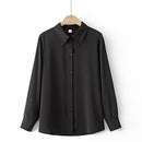 Basic Shirt For Women Solid Color Tops Loose Brief Chiffon Long Sleeve Blouses Autumn