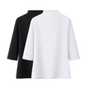 Women Short Sleeve T-shirts for Women Turtleneck Woman Clothes Solid T shirt Female Cotton Tee