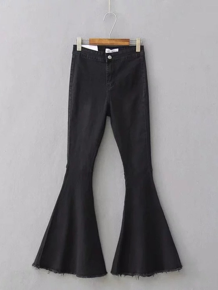 Spring and winter high waist flare bottoms denim slim jeans female full length pants female