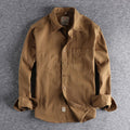 Twill Cotton Cargo Shirt For Men America Style Simple Casual Loose Overalls Blouse Pocket Long Sleeve Vintage Versatile Male Top