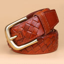 Belt Copper Buckle Designer Genuine Leather Belts For Men Woven Male Strap Braided Belts Man 3.8cm width belt for Jeans