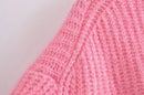 Pink O-neck Loose Knitwear Casual Sweaters Women