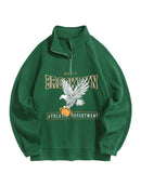 Hoodies for Men Fleece Lining Brooklyn Eagle Graphic Sweatshirt Unisex Turtleneck Hoodie Zipper Streetwear Pullover Sweats
