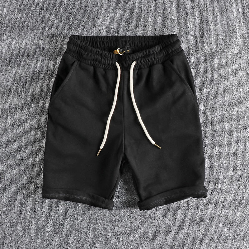 Basic solid casual men shorts, terry comfortable summer sports capris
