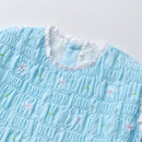 Baby Girl Smocking Dress Children Hand Made Smocked Embroidery Blue Cotton Dresses Girl Spanish Boutique Frocks Clothes