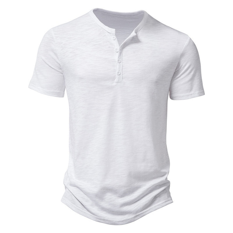 Henley Collar Summer Men Casual Solid Short Sleeve T Shirt for Men Polo men High T Shirts