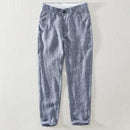 Spring Linen Pants For Men Natural Fabric Skin Friendly Breathable Mid-Waist Simple Casual Loose Male Trousers