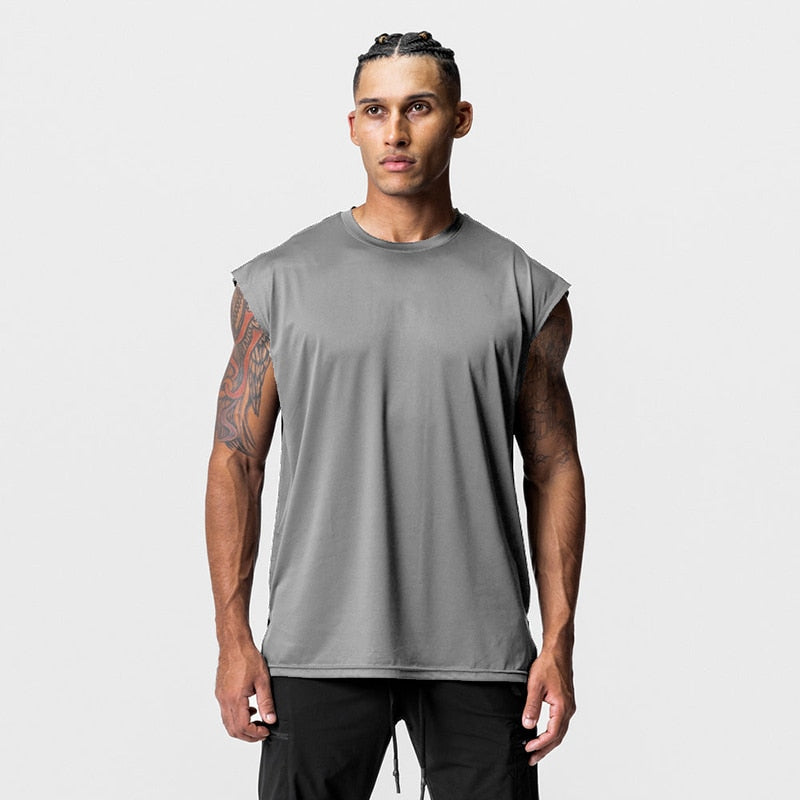 Tank Top Men Bodybuilding Singlets Mesh Fitness Clothing Muscle Sleeveless Shirt Workout Vest Cut Off Sportswear