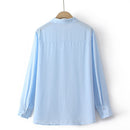 Basic Shirt For Women Solid Color Tops Loose Brief Chiffon Long Sleeve Blouses Autumn