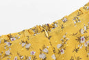 Summer Elegant Yellow Floral Dress Women French Vintage Chiffon Jacquard Weave Sexy Dress
