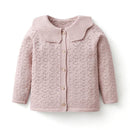 Baby Girls Knitted Cardigan Lotus Collar Children Sweet Cotton Knit Sweaters Outfits Toddler Spring Autumn Clothes Kids Clothing