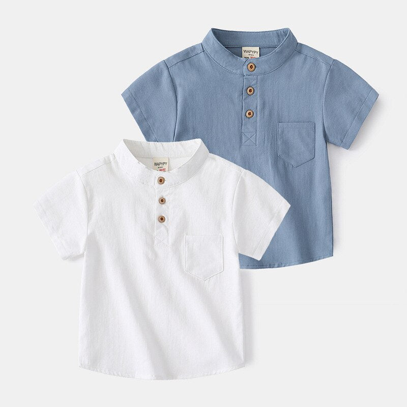 Mandarin Boys Summer Tshirts Toddler Tees Baby Shirts Cotton Kids Children's Clothes