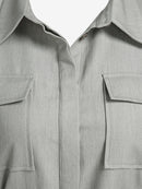 Button Placket Belted Flap Pocket Long Sleeve Jumpsuit Women Long Sleeve Shirt Overalls Fall Outfits