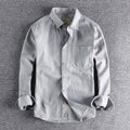 Twill Cotton Cargo Shirt For Men America Style Simple Casual Loose Overalls Blouse Pocket Long Sleeve Vintage Versatile Male Top