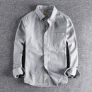 Twill Cotton Cargo Shirt For Men America Style Simple Casual Loose Overalls Blouse Pocket Long Sleeve Vintage Versatile Male Top