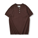 Summer Men Heavy Cotton T Shirt Solid Round Neck Short Sleeve Basic Shirt Male Leisure Knitted Henry Tshirt