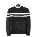 Men Vintage Knit Sweater Spring and Autumn Fashion Striped Patchwork Top Casual  Pullover Sweaters Men Clothing