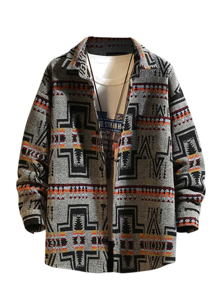 Men Jackets Wool Blend Coats Vintage Jacket Shirt Winter Warm