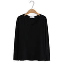 Long Sleeve T-shirt Women Clothing Solid Color V-Neck Bottoming Tops Autumn Loose Casual Basics Tees