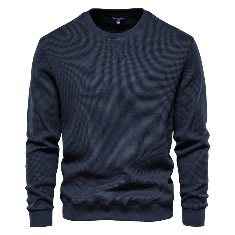 Cotton O-neck Sweatshirts Men Casual Solid Color Pullover Hoodies Men New Autumn Fashion Simple Brand Man Sweatshirt