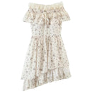 Asymmetry Floral Lace Splicing Cascading Party Mini Dress Women