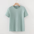 Women Summer Tees Casual Short Sleeve O-Neck Solid Color Tops