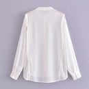 England Style Stand Collar Blouse Ruffles Chiffon Shirt Long Sleeve Blouse Women Tops