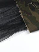 High Elastic Waist Army Green Mesh Irregular Long Half-body Skirt Women Tide Spring Autumn