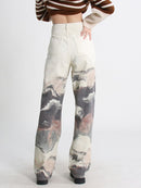 Trousers For Women High Waist Loose Patchwork Zipper Button Temperament Wide Leg Pants Female