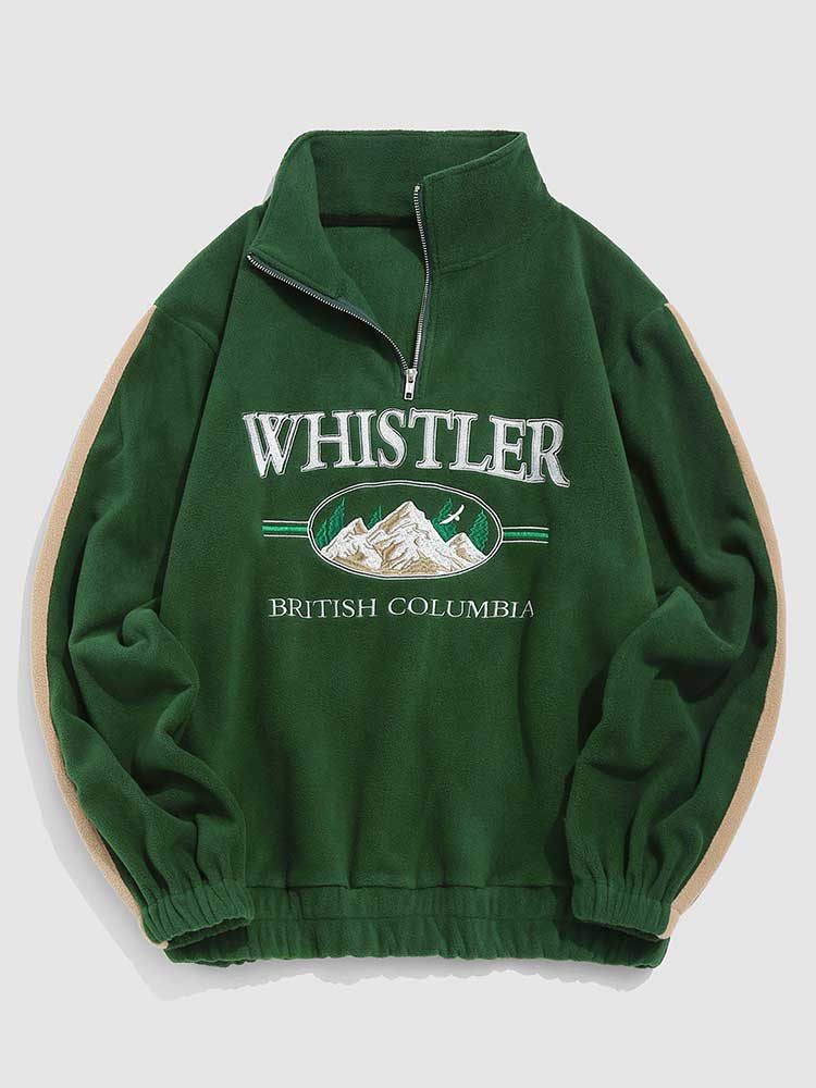 Men Hoodie Fall Winter Fleece Sweatshirts Letter Embroidery Turtleneck Hoodies Pullover