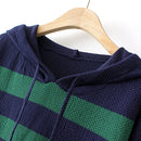 Sweater Women Winter Clothing Slim Fit High Stretch Striped Jumper Hooded Long Sleeve Pullover