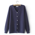 Women Knitted Cardigan Temperament Pure V-Neck Jumpers Autumn Basic Long Sleeve Curve Sweater
