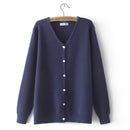 Women Knitted Cardigan Temperament Pure V-Neck Jumpers Autumn Basic Long Sleeve Curve Sweater