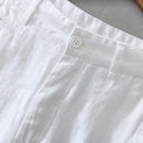 Pure Linen Shorts for Men Summer Solid White Loose Holiday Shorts Man Casual Button Fly Short Pants