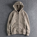 Plush and thickened Hooded Sweater men autumn and winter pure casual youth cardigan coat outerwear