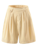 Women Autumn Loose Casual Office Ladies High Waist Straight Five Points Short Wide Leg Pants Female