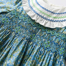 Girls Dresses Kids Hand Made Smocking Floral Dress 1-6Y Spring Summer Baby Girl Long Sleeve Smocked Embroidery Frocks Clothes