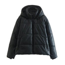 Winter women clothes leather cotton padded coat hoodies pocket coat female top