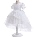 Elegant Girls White Lace Trailing Floral Dress Party Clothes Flower For Wedding Evening