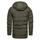 Men Winter Long Warm Parkas Hooded Windproof Solid Jacket Cotton Thick Casual Outwear Coat Male Military Bomber Jackets