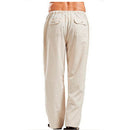 Men Linen Pants Summer Solid Breathable Linen Trousers Male Casual Elastic Waist Fitness Pants