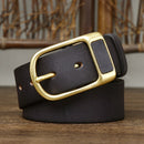 3.8cm Retro Jeans Belt Male Ceinture Vintage Brass Buckle Genuine Leather Belt For Men Waist Strap Homme Casual