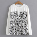 Long Sleeve T-Shirt Women Clothing Autumn New False Two Pieces Design Floral Tops