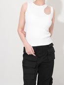 Women Off Shoulder Tank Tops Round Neck Sleeveless Personality Tide Spring Autumn