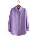 Women Spring Solid Corduroy Tops Loose Long Sleeve Asymmetrical Length Blouses Curve Clothes